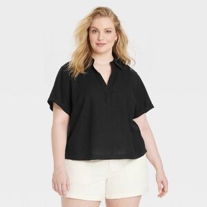 Universal Thread Black Linen Blouse